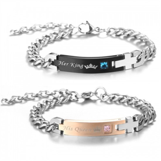 сет от мъжка и дамска гривни Her king His Queen от MaxShop сет от мъжка и дамска гривни Her king His Queen на ниска цена от Max-Shop