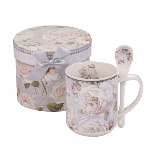 Чаша с лъжичка бяла роза New Wish Studio Porcelain от MaxShop Чаша с лъжичка бяла роза New Wish Studio Porcelain на ниска цена от MaxShop