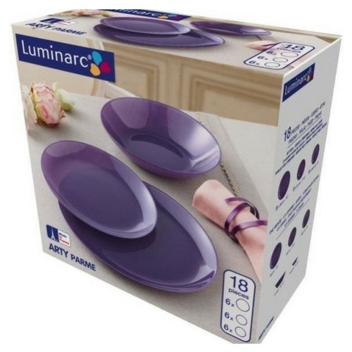 Сервиз за хранене Arty Purple Luminarc 18 части от MaxShop Сервиз за хранене Arty Purple Luminarc 18 части на ниска цена от MaxShop