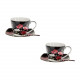 Комплект две чаши за чай с чинийки и лъжички - Черни макове на ниска цена от MaxShop