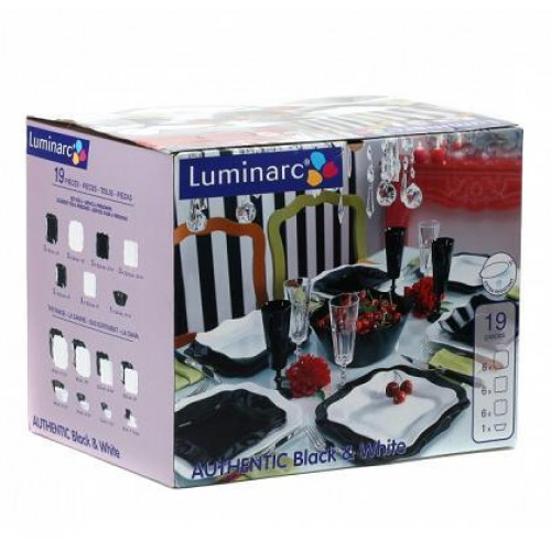 Сервиз за хранене Authentic черно-бял 19 части Luminarc от MaxShop Сервиз за хранене Authentic черно-бял 19 части Luminarc на ниска цена от MaxShop