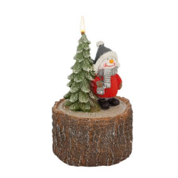 Коледна свещ снежко с елха на ниска цена от MaxShop
