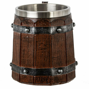 Подаръчна чаша бъчва от полирезин с метална вътрешност