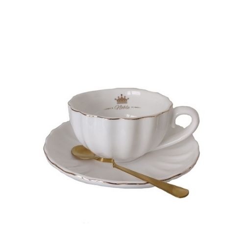 Чаша, чинийка, лъжичка White Crown 200 мл от MaxShop Чаша, чинийка, лъжичка White Crown 200 мл на ниска цена от MaxShop