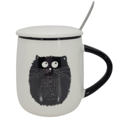 Порцеланова Чаша Cat в черно и бяло на ниска цена от MaxShop