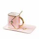 Чаша, чинийка, лъжичка Charming Pink 350 мл на ниска цена от MaxShop