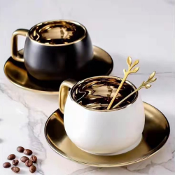 Луксозна чаша за кафе Gold White & Black на ниска цена от MaxShop
