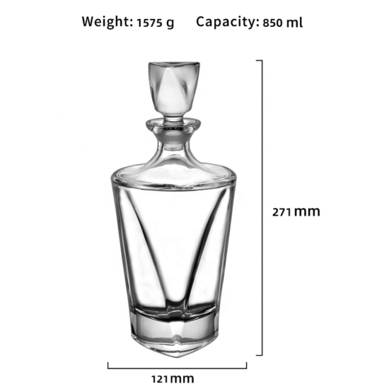 Комплект, включващ декантер и шест чаши за уиски модел Triangle