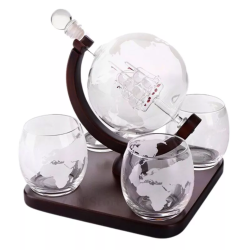Сервиз за уиски с Чаши – Oak & Steel World Globe на ниска цена от Max-Shop