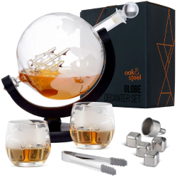 Сервиз за уиски с Чаши – Oak & Steel World Globe на ниска цена от MaxShop
