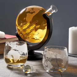 Сервиз за уиски с Чаши – Oak & Steel World Globe на ниска цена от MaxShop