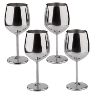 Метални чаши за вино сребрист цвят 500 мл