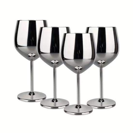 Комплект метални чаши за вино в сребрист цвят с вместимост 500 мл