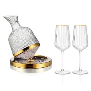 Въртящ се декантер за вино с 2 чаши