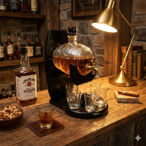 Стъклено буре на черна стойка