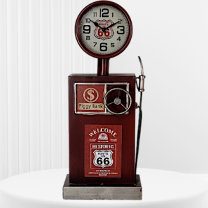 Винтидж настолен часовник-касичка "Газ Помпа Route 66"