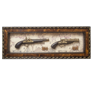 Луксозна 3D картина с пистолети и старинна карта