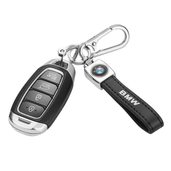Ключодържател от черна еко кожа и метал с лого на BMW, с въртящ се на 360 градуса елемент