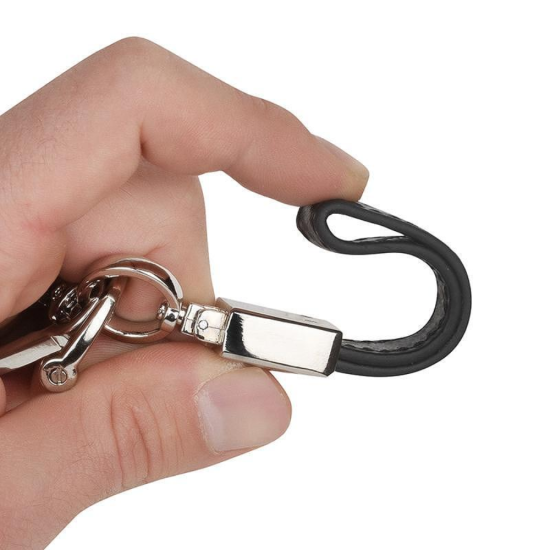 Ключодържател от черна еко кожа и метал с лого на BMW, с въртящ се на 360 градуса елемент