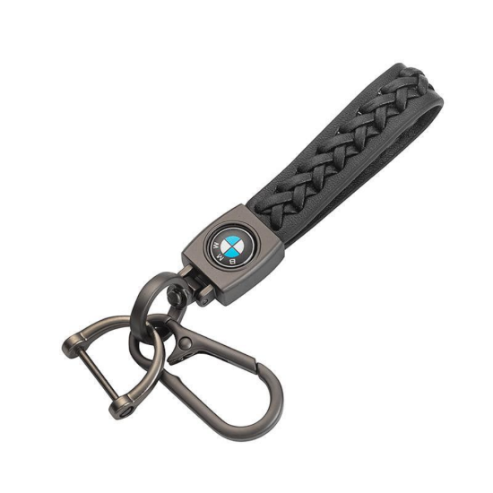 Малък жест с лого BMW Подаръчен ключодържател 15 см за фен на BMW, изработен от плетена еко кожа и метал