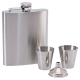 Подаръчен комплект за алкохол от MaxShop Сребриста метална манерка от неръждаема стомана с две малки чаши и фуния