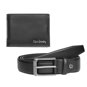 Pierre Cardin Мъжки кожен комплект - Портфейл и Колан 135 см