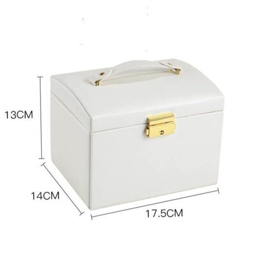 Отворена бяла кутия за бижута "White Butterfly" с разгъващи се странични панели за колиета и множество чекмеджета