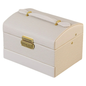 Стилна бежова кутия за накити на няколко нива