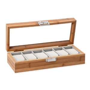 Кутия за часовници дърво и стъкло за 6 броя