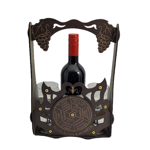 Стойка с вино и чаши „Колело на късмета“ на ниска цена от MaxShop