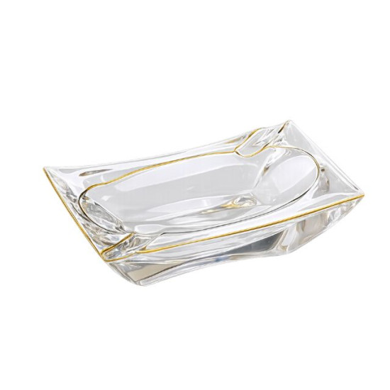 Идеален корпоративен подарък за пушачи и ценители Луксозен масивен стъклен пепелник със златист кант за пури