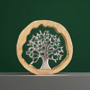 Метално дърво в масивна дървена рамка