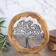 Кръгла декоративна статуетка с масивна дървена рамка и вградено метално дърво, символ на живота и хармонията