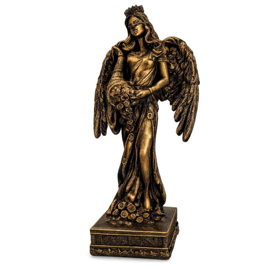 Декоративна статуетка Фортуна богиня на изобилието и късмета с цвят античен бронз