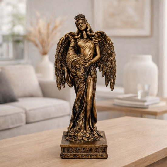 Декоративна статуетка Фортуна богиня на изобилието и късмета с цвят античен бронз