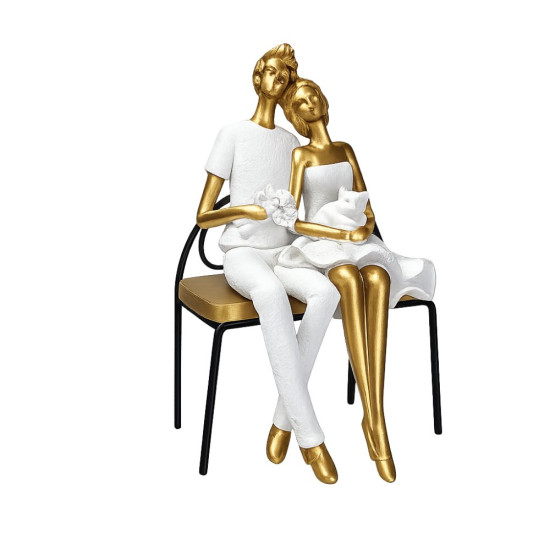 Романтична декоративна статуетка седящи влюбени на пейка