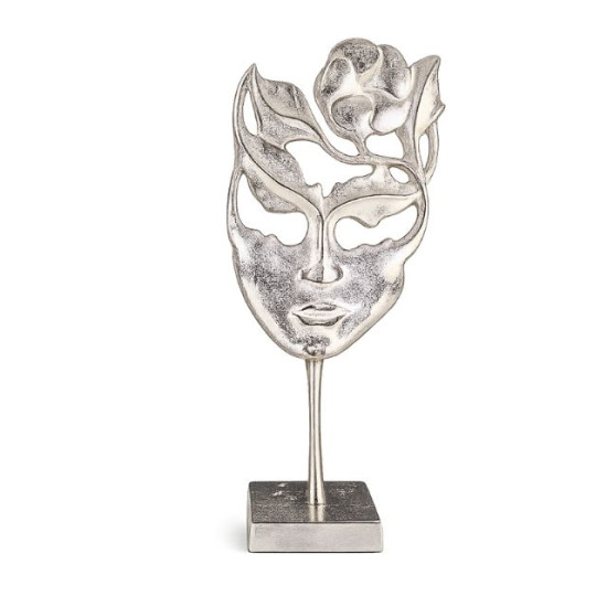 Артистична метална статуетка маска на въображението в сребрист цвят