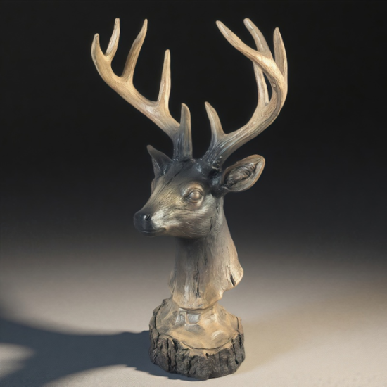 Реалистична статуетка елен с рога от здрав полирезин
