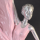 Модерна статуетка жена с розова рокля и сребристи детайли