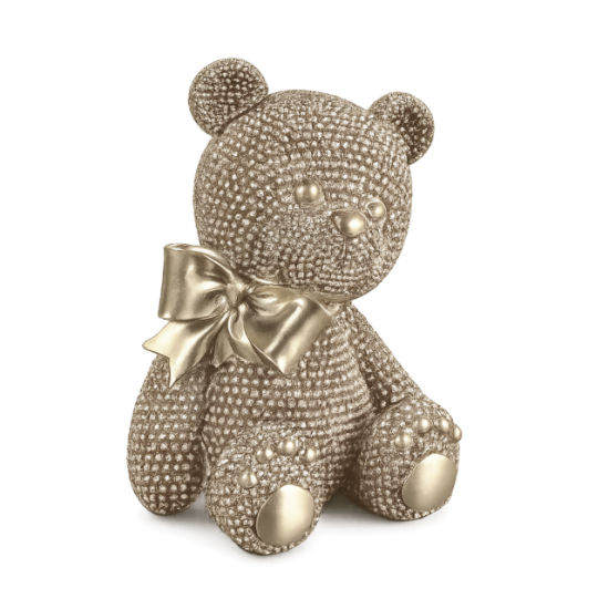 Бляскава декоративна статуетка мече с голяма панделка