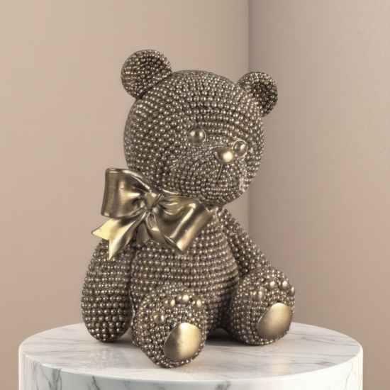 Бляскава декоративна статуетка мече с голяма панделка