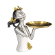 Стилна статуетка момиче със златист поднос за аксесоари и бижута