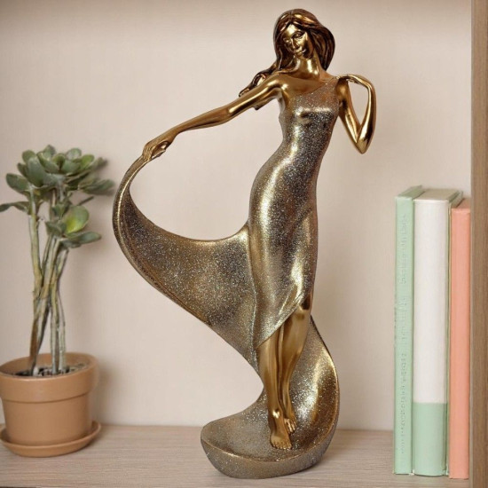 Златна фигурка на жена Max shop Златиста фигурка на танцуваща жена, подходяща за подарък.
