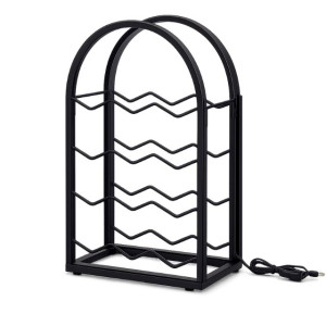 Светещ стелаж за вино от черен метал за 12 бутилки