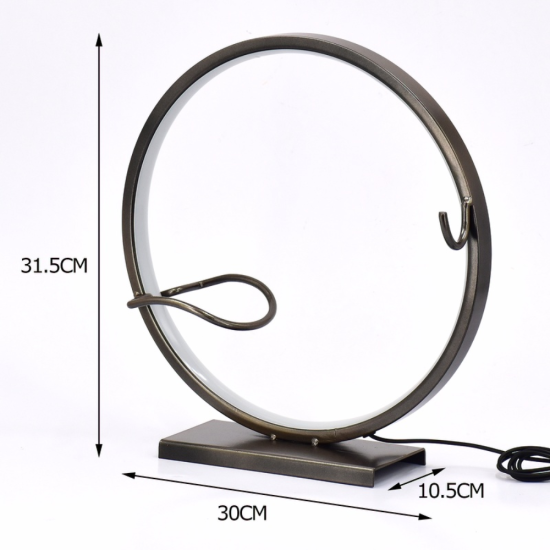 Метална стойка за вино във формата на кръг с вградено LED осветление около бутилката