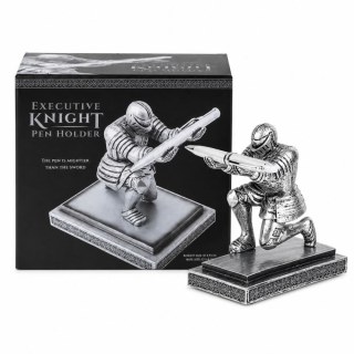 Сребриста поставка за химикал рицар до черна подаръчна кутия Executive Knight Pen Holder