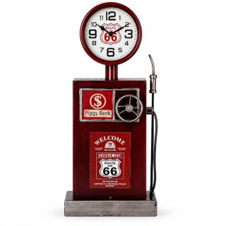 Настолен часовник касичка във формата на червена бензинова колонка Route 66