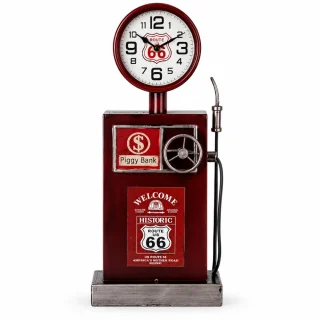 Настолен часовник касичка във формата на червена бензинова колонка Route 66