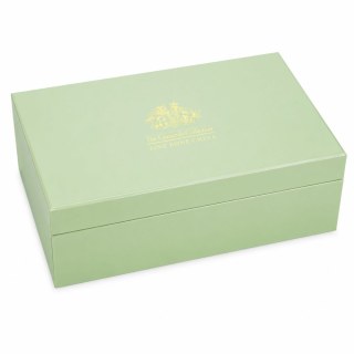 Затворена светлозелена подаръчна кутия Leonardo Collection със златисто лого върху капака