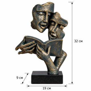 Статуетка на четяща двойка с посочени размери: височина 32 см, ширина 19 см и дълбочина на основата 9 см.
